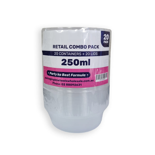 Retail Combo Pack Party Ji 250ml Container Round (20PCS) - $3.99 EA / CTN QTY: 20