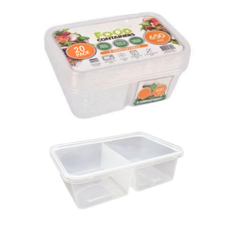 Party Ji 650ml Split Retail Rect Container (20PCS) - $3.99 EA / CTN QTY: 10