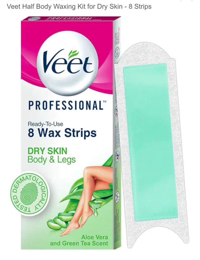 Veet Professional 8 Wax strips (Body and Legs) - $3.99 EA / CTN QTY: 6