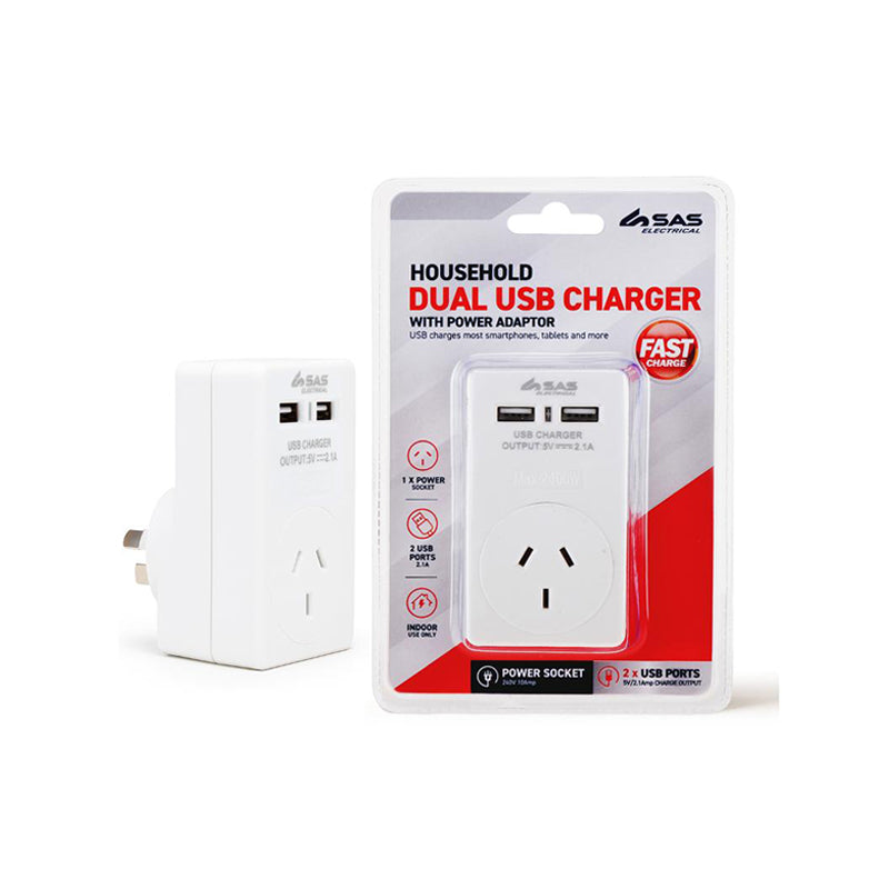Adaptor w/ Dual USB Ports - $7.50 EA / CTN QTY: 6