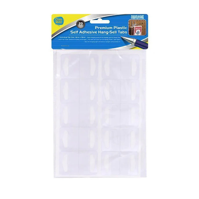 Plastic Self Adhesive Hangsell Tabs 20PK - $1.20 EA / CTN QTY: 12