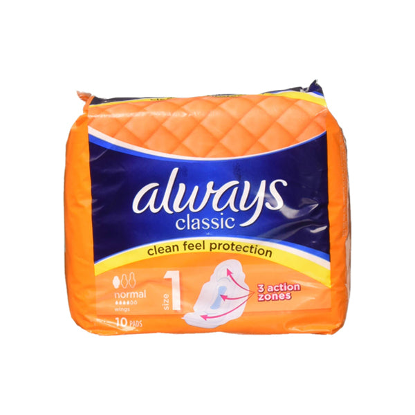 Always Pads Classic Normal 10PK - $2.99 EA / CTN QTY: 16