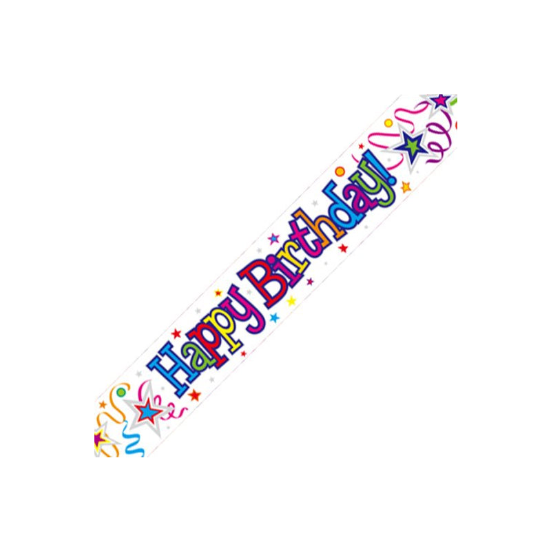 Happy Birthday Ribbons & Stars Banner 2.7m - $1.99 EA / CTN QTY: 12
