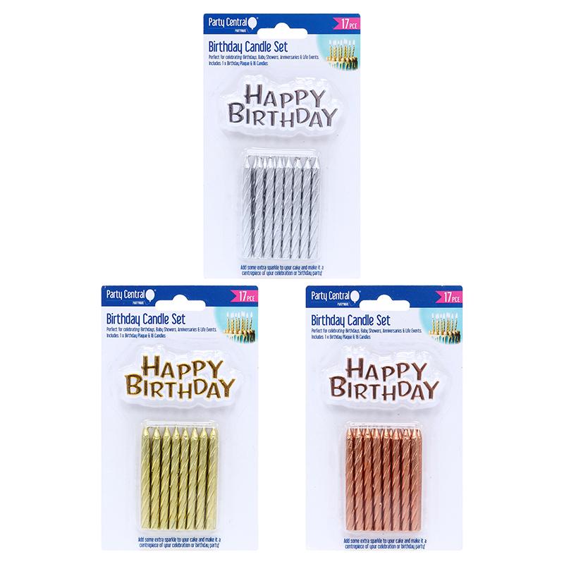 Candles Birthday Plaque Set 17pk - $1.50 EA / CTN QTY: 12