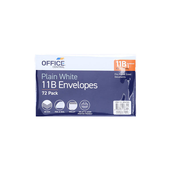 Envelope Small Size 11B 90x145mm 72PK - $2.49 EA / CTN QTY: 12