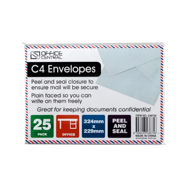 Envelope Large size - C4 324 X 229mm 25PK - $1.50 EA / CTN QTY: 6
