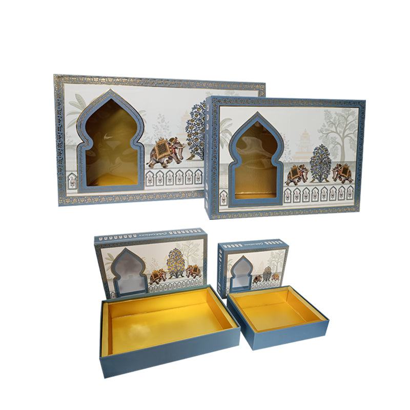 Hard Cardboard Mithai Boxes Set w/ Tray inside 1kg ($2.60 EA) & 500gr ($2.25 EA) - CTN QTY: 18 of each type