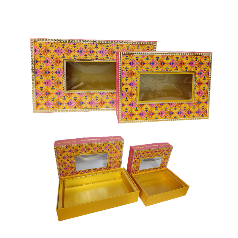 Hard Cardboard Mithai Boxes Set w/ Tray inside 1kg ($2.60 EA) & 500gr ($2.25 EA) - CTN QTY: 18 OF EACH TYPE