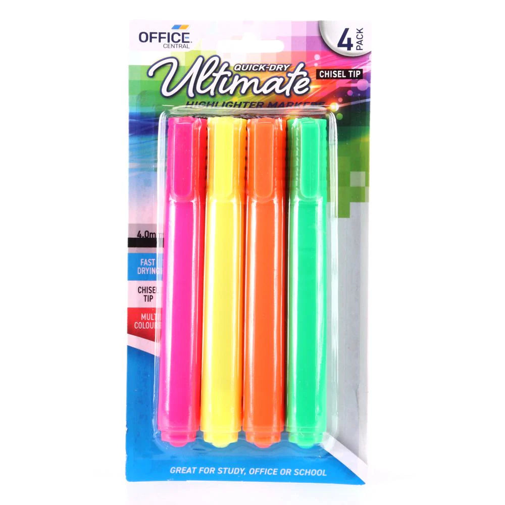 Highlighter Pens 4pk - 1.20 EA / CTN QTY: 12