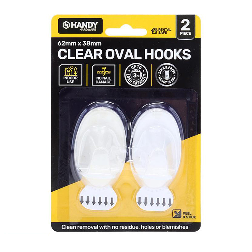 Removable Hooks Oval Plastic 2PK - $1.50 EA / CTN QTY: 12