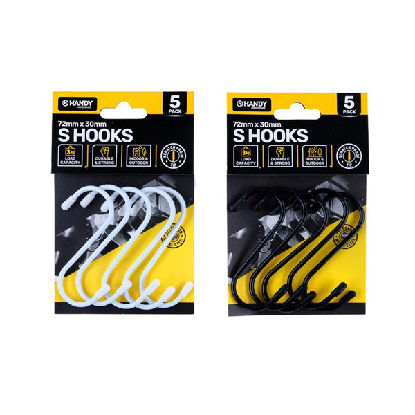 S Hooks PVC Coated with Scratch Proof 5pk - $1.35 EA / CTN QTY: 12