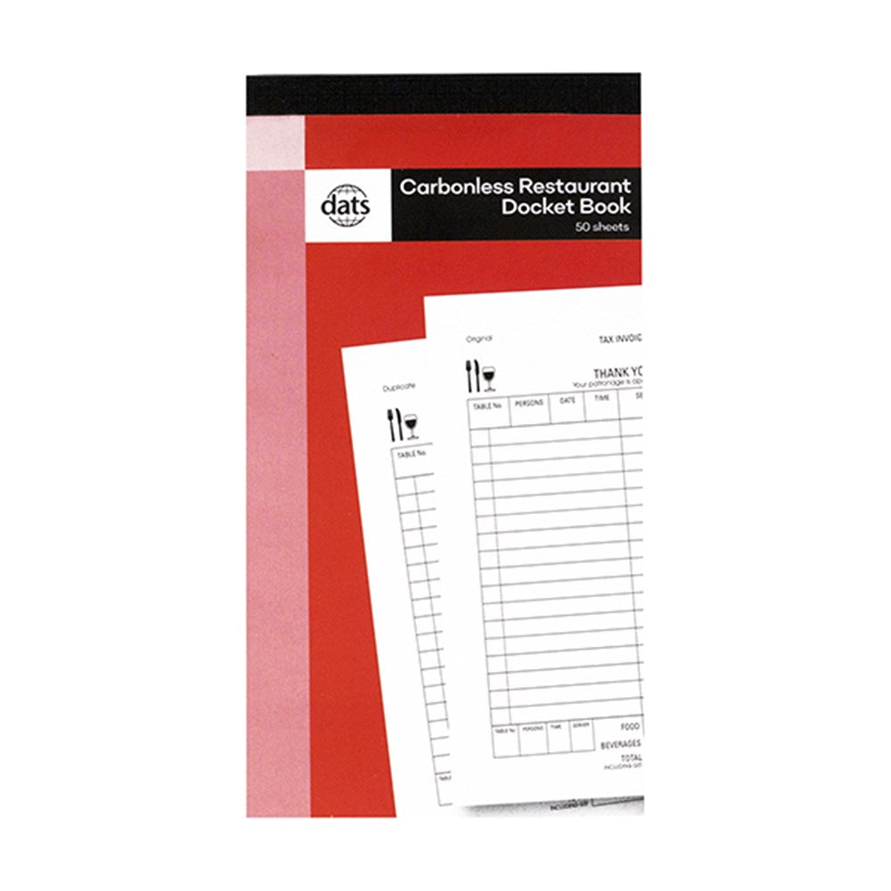 Book Carbonless Restaurant Docket 50 Sheets - $1.50 EA / CTN QTY: 12