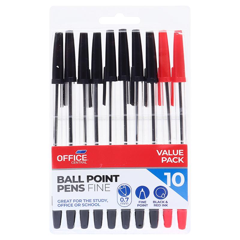 Pen Ballpoint Black & Red 10pk - $1.20 EA / CTN QTY: 12
