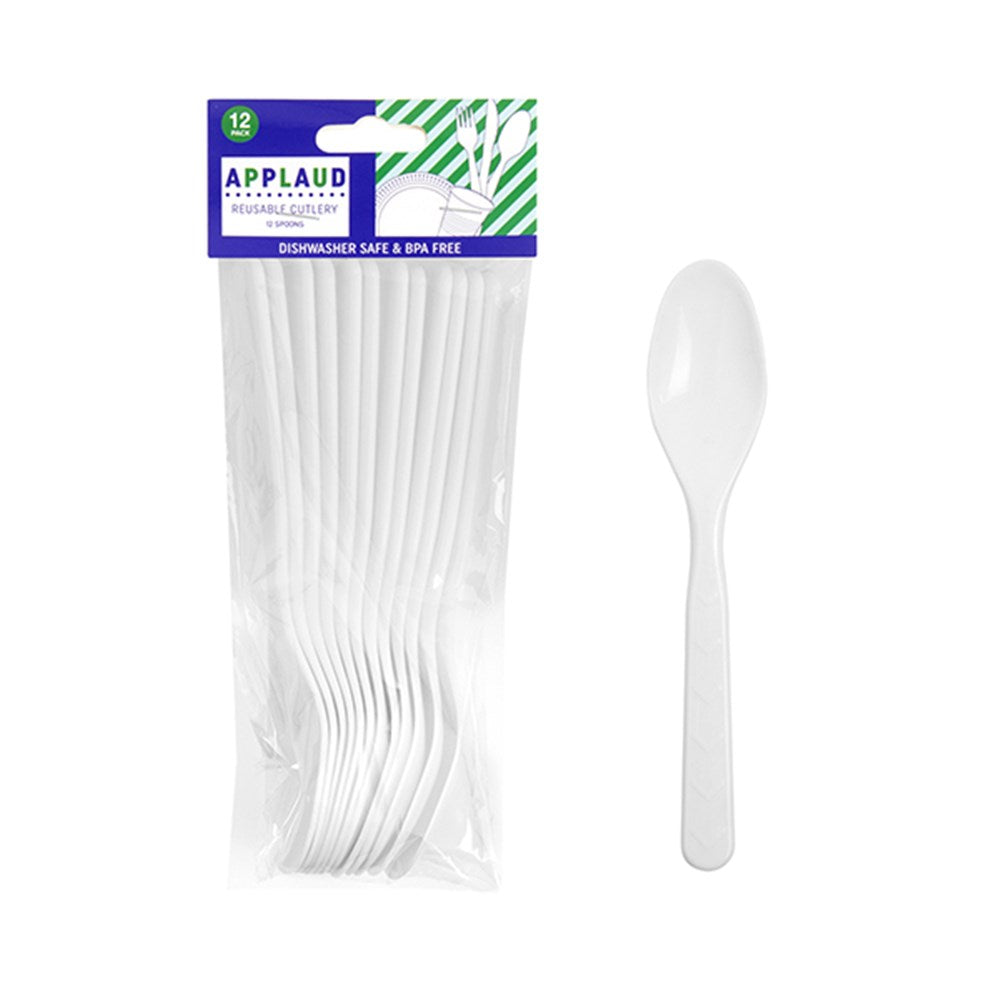 Cutlery PP Spoons Reusable White 12pk - $1.50 EA / CTN QTY: 48