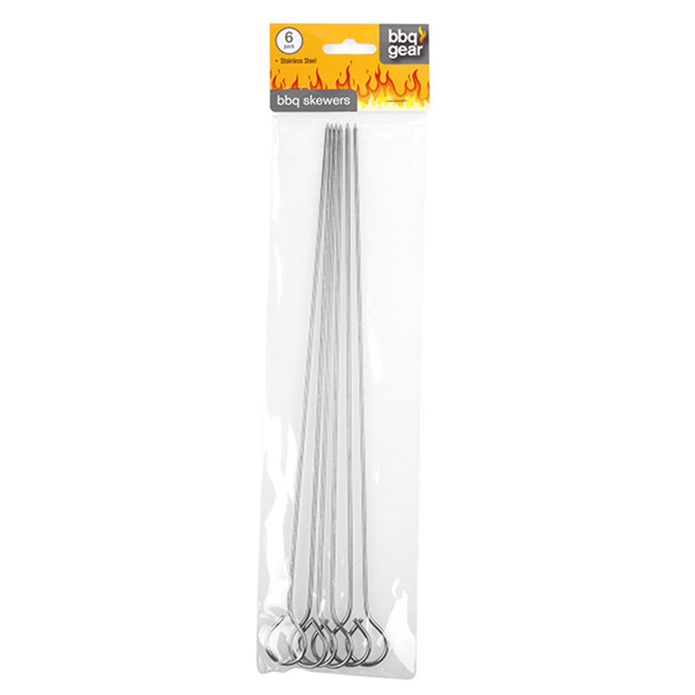 BBQ Skewers Metal 6PK 30cm Stainless Steel - $1.50 EA / CTN QTY: 12