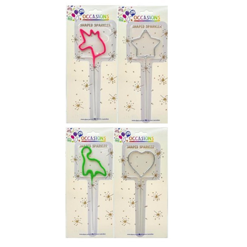 Sparkler Shapes ASSTD Designs (Heart, Star, Dinosaur and Unicorn) - $1.20 EA / CTN QTY: 72