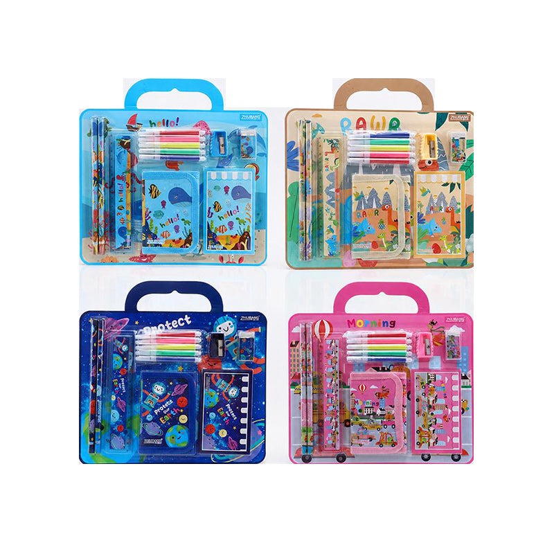 Stationery Set (Pencils, Ruler, Markers, Wallet, Paper Pad, Sharpener & Eraser) - $2.70 EA / CTN QTY: 12