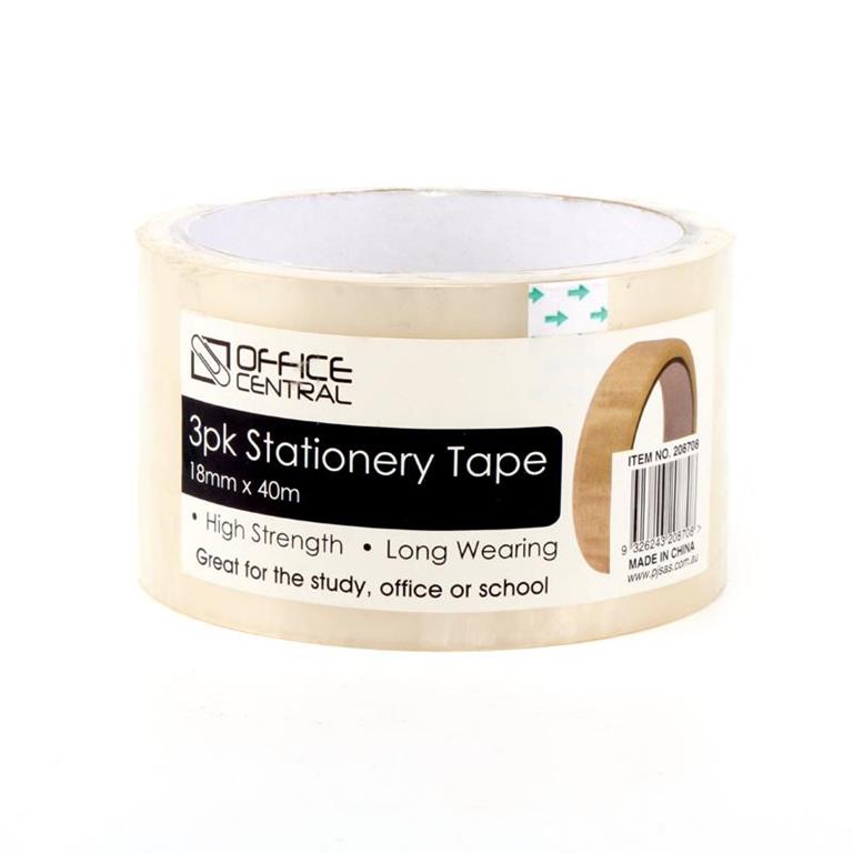 Tape Stationery 18mm X 40m 3PK - $1.00 EA / CTN QTY: 12