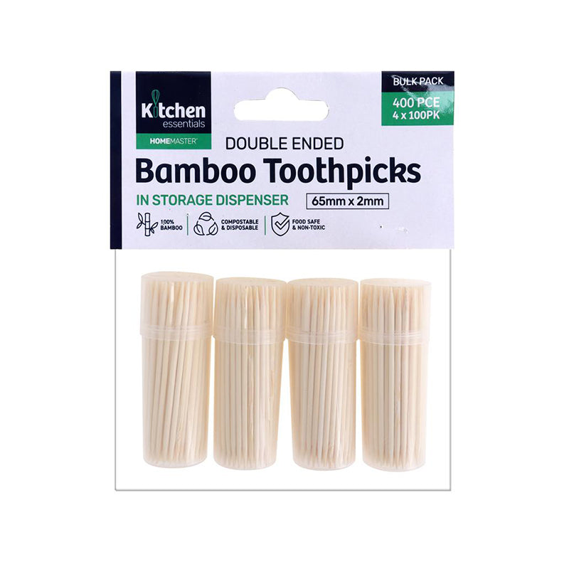 White Bamboo Toothpicks w/ Dispensing Case - $1.50 EA / CTN QTY: 12