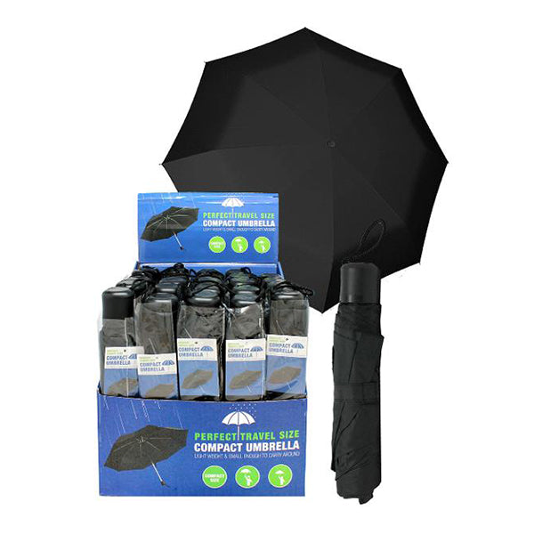 Umbrella Compact Black 20.5 X 8 cm - $3.99 EA / CTN QTY: 12