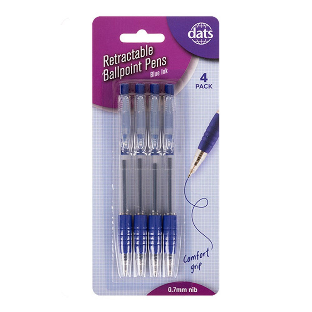 Pen Retractable Ball Point 4PK - $1.50 EA / CTN QTY: 12
