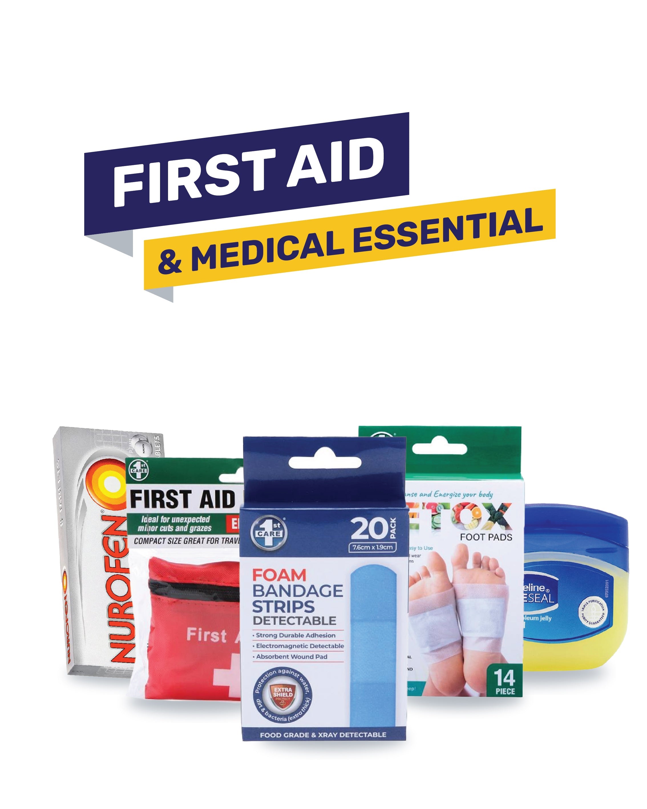 FIRST AID & MEDICAL ESSENTIAL – PACKAGINGONWHEELSWHOLESALE
