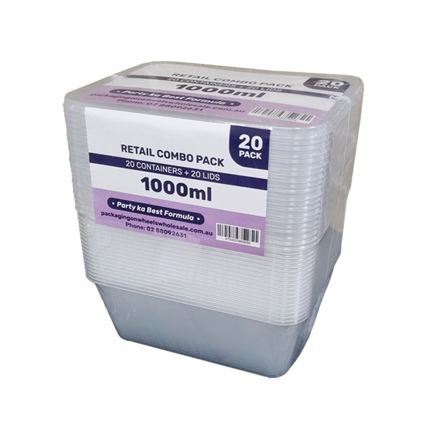 Retail Combo Pack Party Ji 1000ml Container Rect (20PCS) - $3.99 EA / CTN QTY: 10