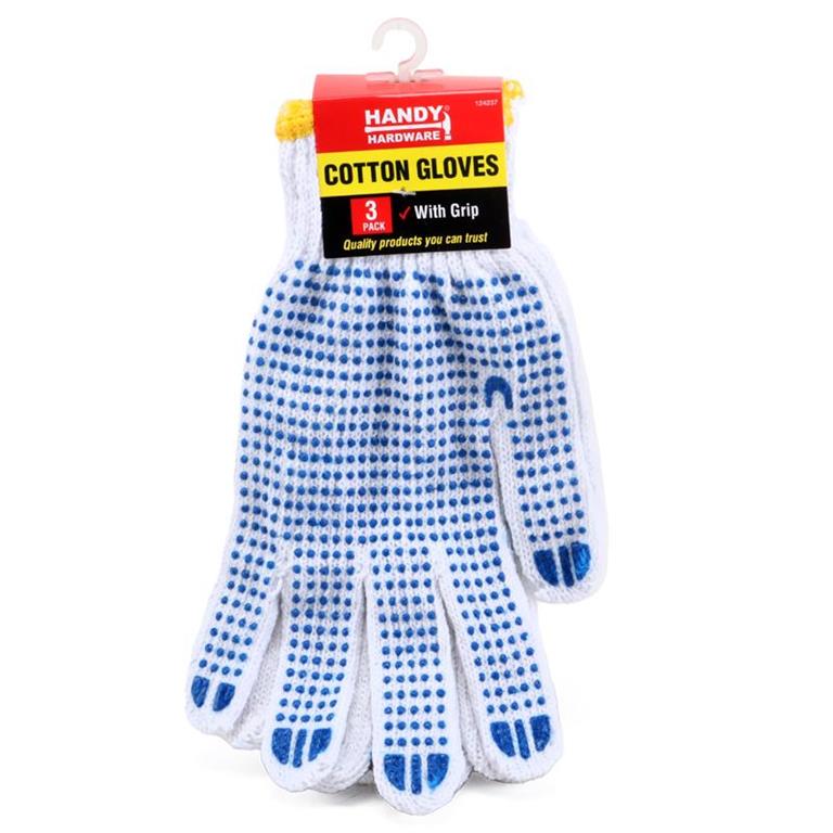 Gloves Cotton Non Slip 3PK - $2.00 EA / CTN QTY: 6