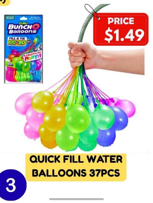 Quick Fill Water Balloons 37PCS - $1.49 EA / CTN QTY: 50