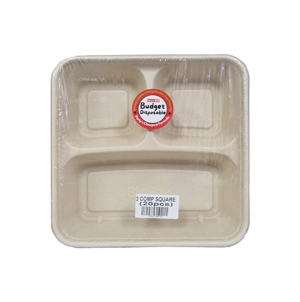Budget 3 Comp Deep Square Brown (20PCS) - $5.50 EA / CTN QTY: 20