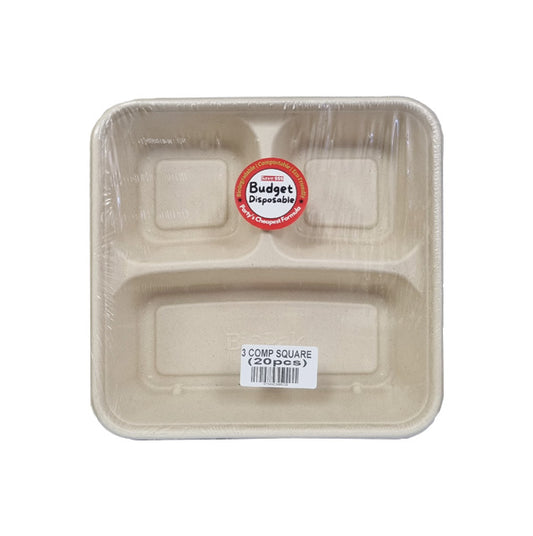 Budget 3 Comp Deep Square Brown (20PCS) - $5.50 EA / CTN QTY: 20