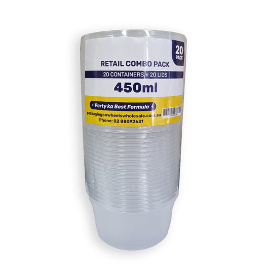 Retail Combo Pack Party Ji 450ml Container Round (20PCS) - $3.99 EA / CTN QTY: 20