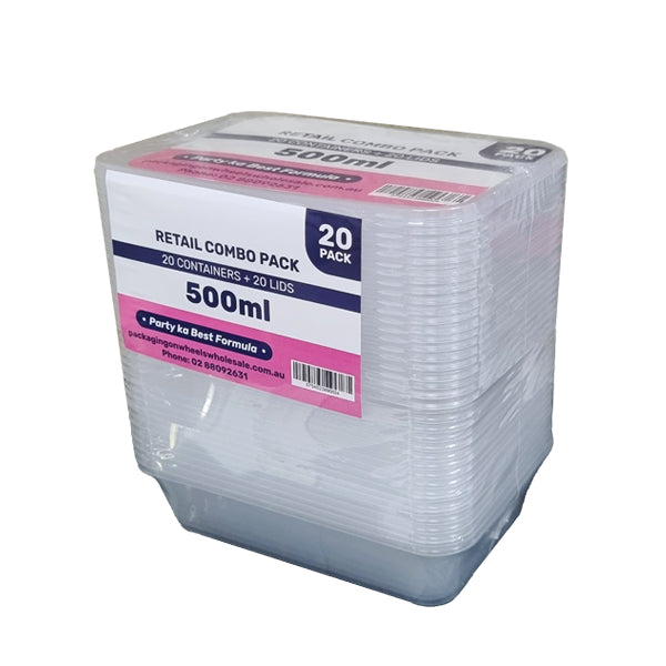 Retail Combo Pack Party Ji 500ml Rect Container (20PCS) - $3.99 EA / CTN QTY: 10