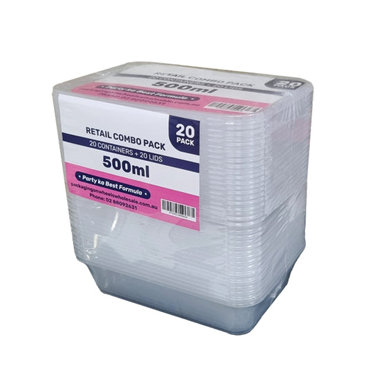 Retail Combo Pack Party Ji 500ml Rect Container (20PCS) - $3.99 EA / CTN QTY: 10