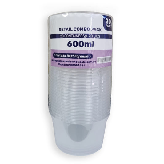 Retail Combo Pack Party Ji 600ml Container Round (20PCS) - $3.99 CTN 20