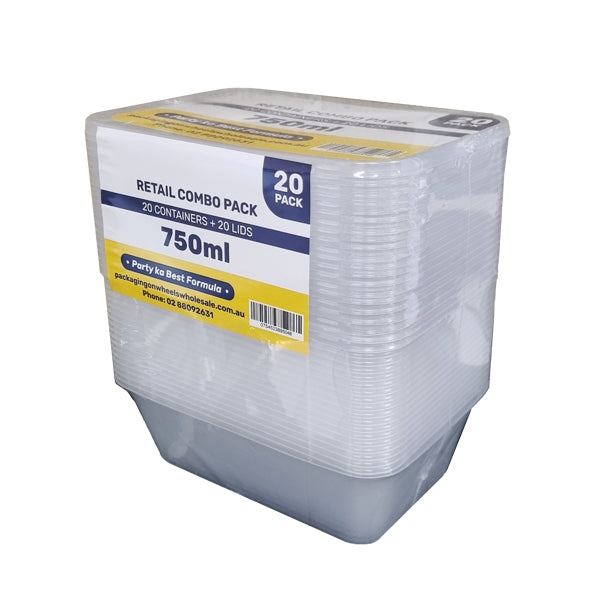 Retail Combo Pack Party Ji 750ml Rect Container (20PCS) - $3.99 EA / CTN QTY: 10