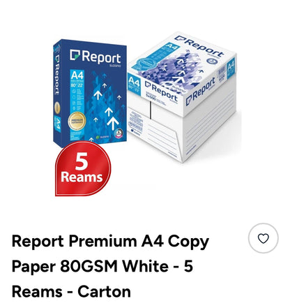 Premium Copy Paper A4 80GSM - $4.95 EACH Ream 500 pcs / CTN QTY: 5 Cheapest price