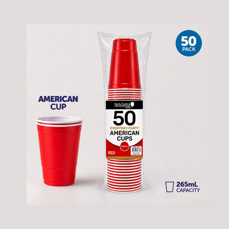 Red Cups 265mL 50pk American - $2.99 EA / CTN QTY: 12