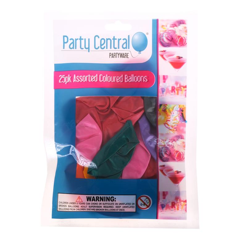 Balloons Assorted Colours 25PK - $1.50 EA / CTN QTY: 12