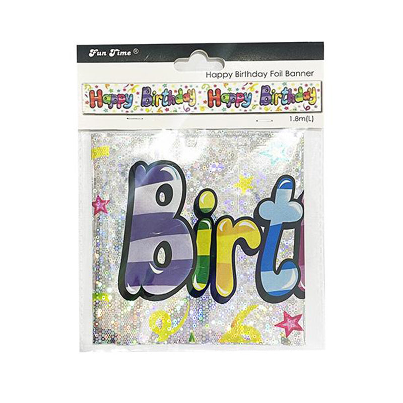 Birthday Foil Banner Silver - $1.50 EA / CTN QTY: 12
