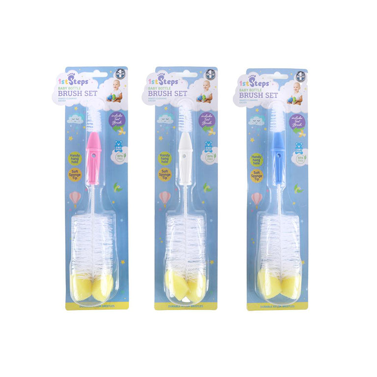 BABY BOTTLE & TEAT BRUSH 2IN1 26CM X 5.5CM - $1.65 CTN 6