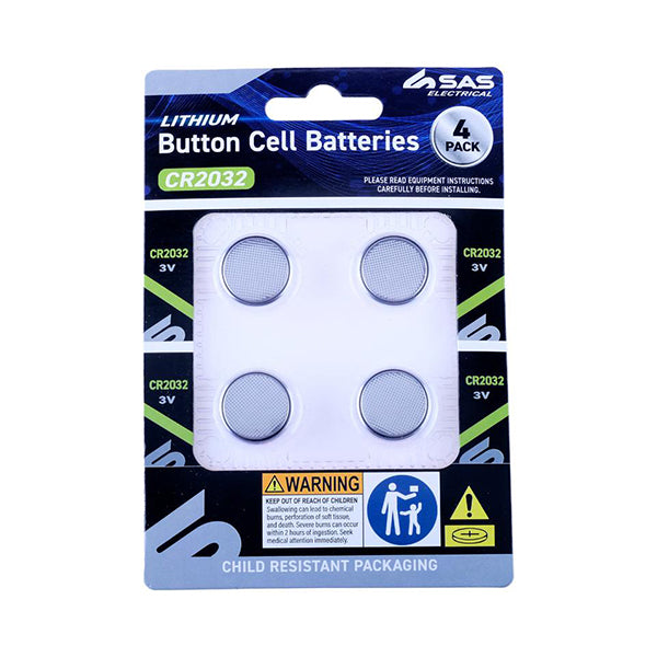 Button Cell Battery Lithium CR2032 3V 4PCS - $1.70 EA / CTN QTY: 12