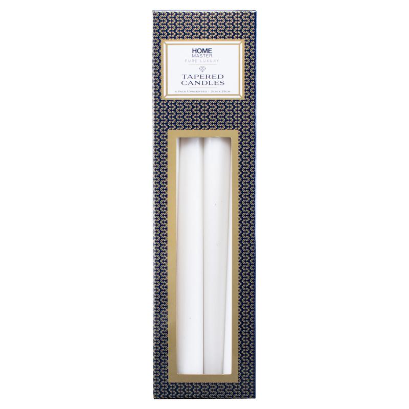 Candle Unscented Taper 25cm 4pk  - $1.75 EA / CTN QTY:24