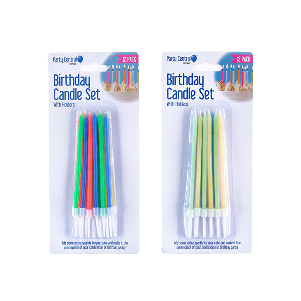 Candles w/ Holders Birthday Set 12PK - $1.20 EA / CTN QTY: 12