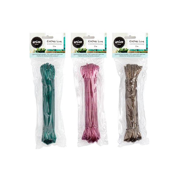 Clothes Line 20m 3 ASSDT COL - $2.35 EA / CTN QTY: 6