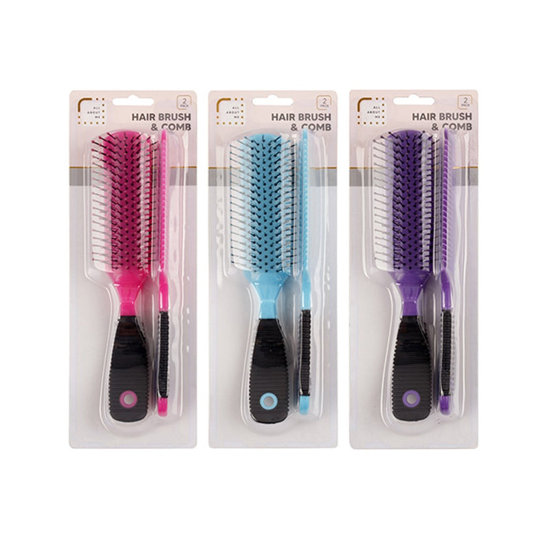 Hair Brush And Comb Set 2PK 3 ASSTD COL - $1.99 EA / CTN QTY: 12