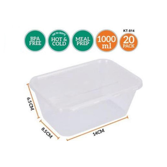 PARTY JI 1000ML RETAIL CONTAINER RECTANGULAR - 20PCS - $3.99 CTN 10