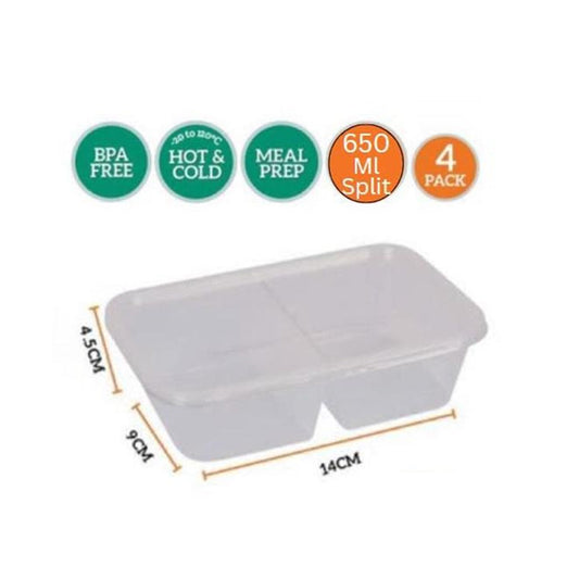 PARTY JI 650ML SPLIT RETAIL CONTAINER RECTANGULAR - 20PCS - $3.99 CTN 10