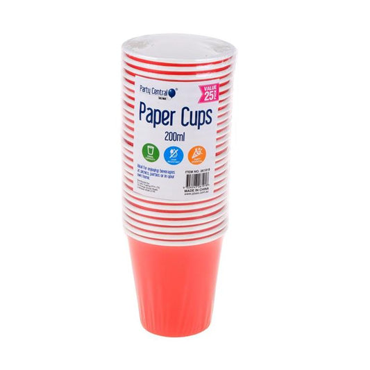 DISPOSABLE PAPER CUP - RED 200ML - $1.35 CTN 12