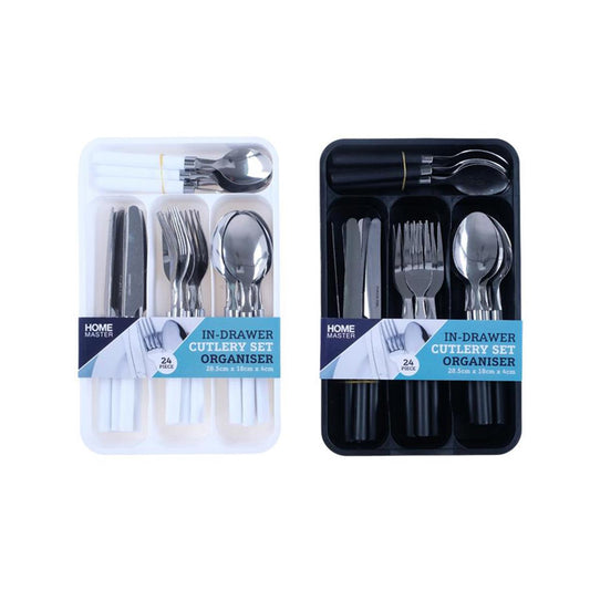 Cutlery Set w/ Tray ASSTD Black & White - $6.99 EA / CTN QTY: 12